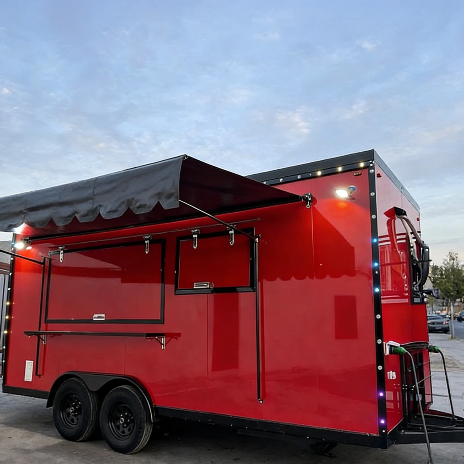 

Custom Size Mobile Kitchen Food Trailer, Fully Equipped Street Food Cart, Portable Restaurant Kiosk for BBQ & Catering Business