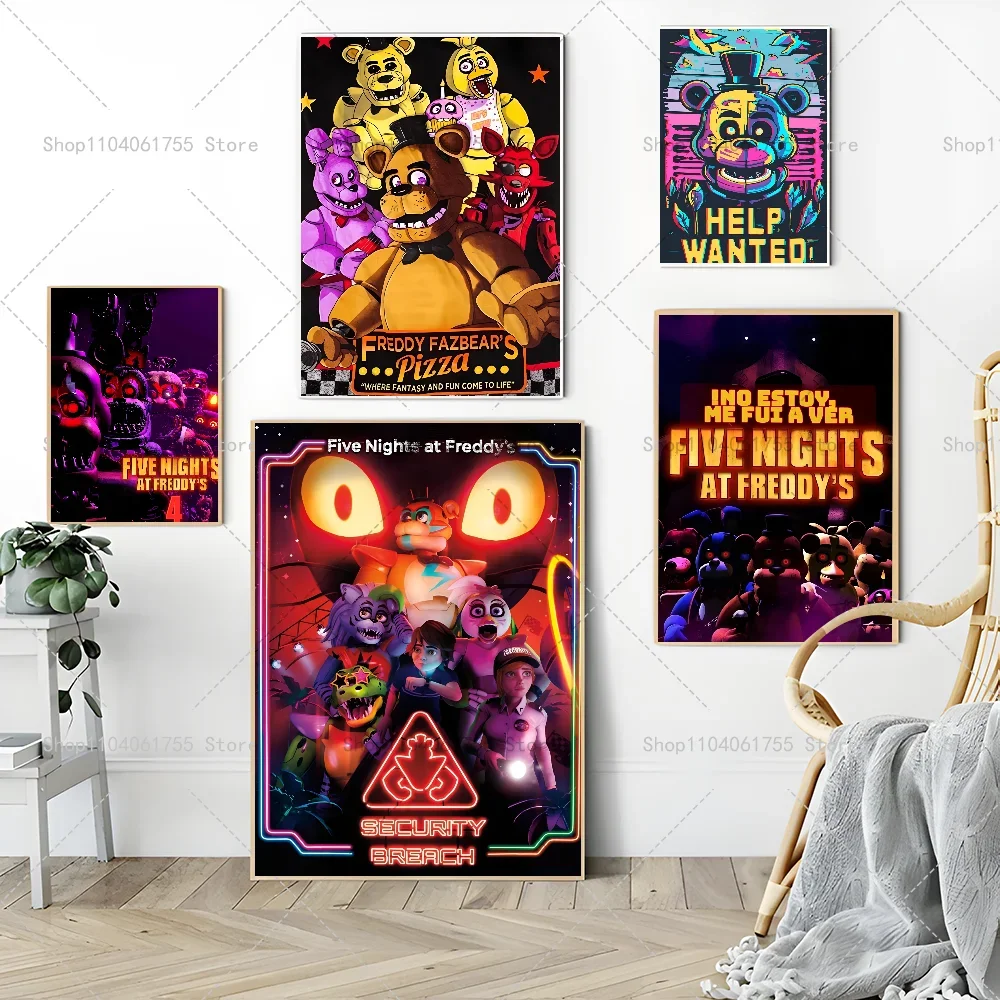 1PC Popularity Poster FNAF Five-nights-At-Freddys Ultimate Group Poster Paper Print Home Living Room Bedroom Entrance Bar