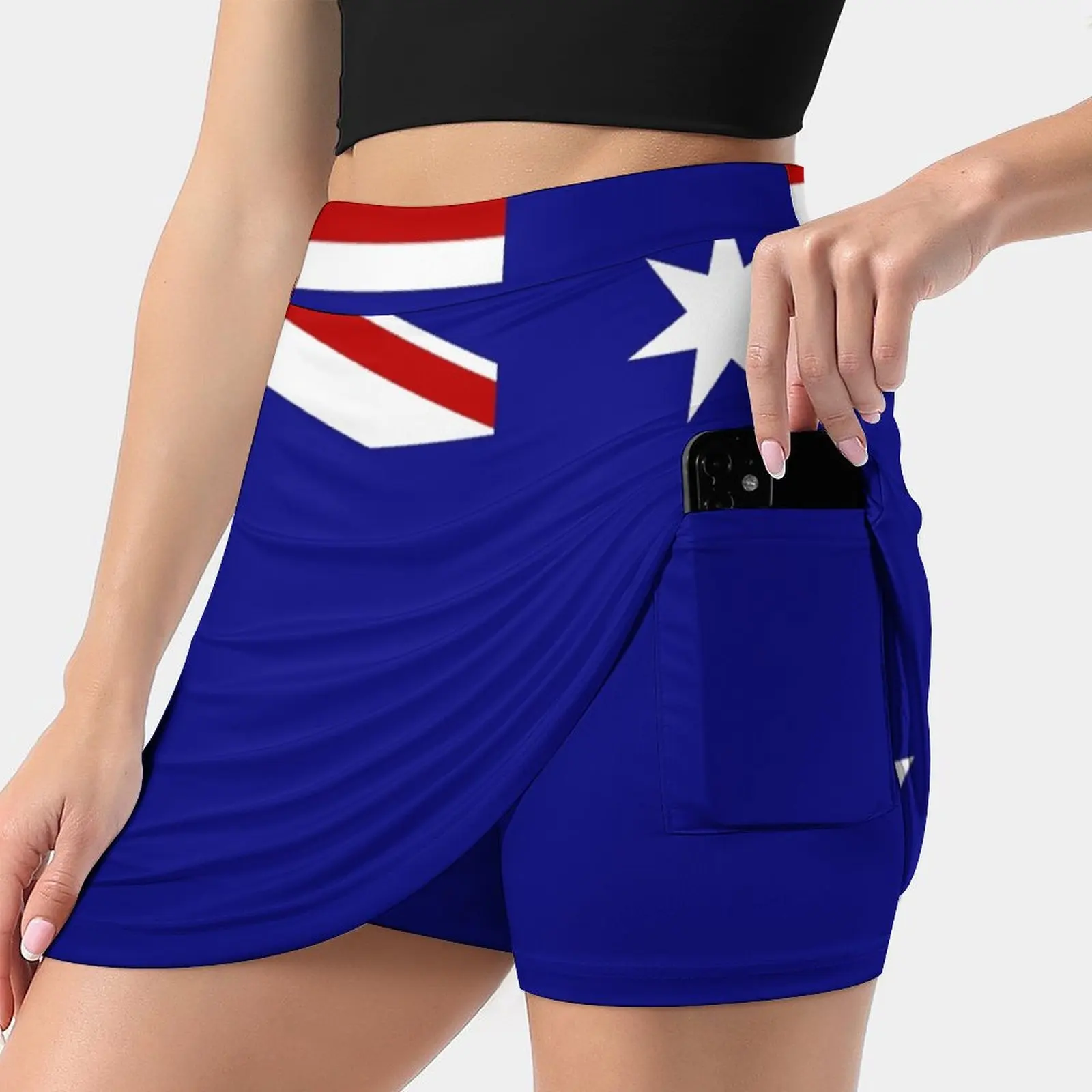 Australia Day Aussie Flag New Women Skirts Double-Layer Printed Short Dress Mini Sport Skirt Australia Day Aussie Flag