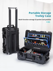 Multifuncional Trolley Tool Box, grande capacidade, manutenção, grau industrial, viagem de negócios, armazenamento mala