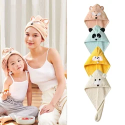 56*19cm Cute Cartoon Animals Shower Cap for Kids Fast Hair-drying Caps Coral Velvet Strong Absorbing Bathroom Towels Accessories