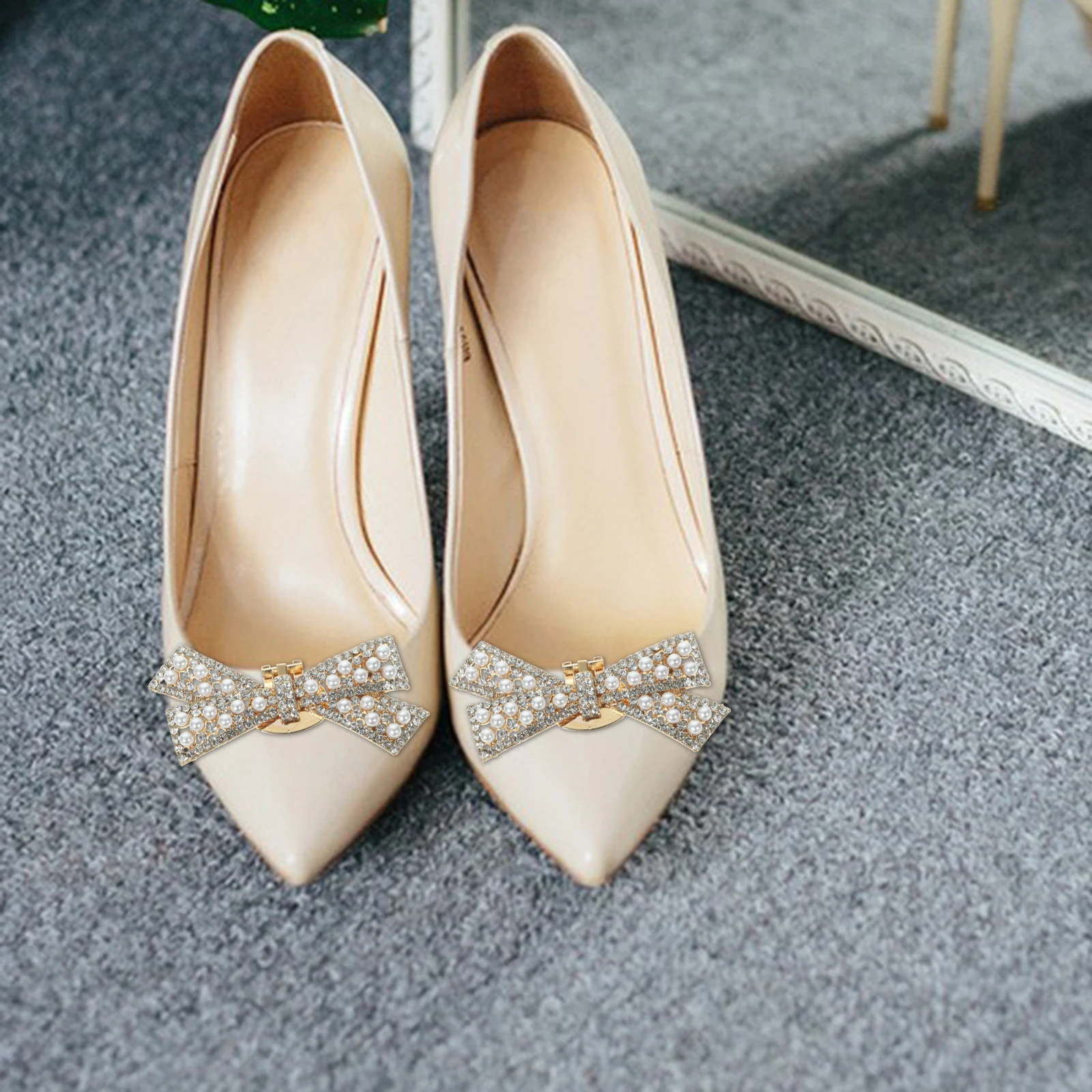 

Bow Shoe Buckle Bridal Wedding Decorative Clips for Bride High Heel Pumps Embellishments Reusable Shoe Accessories