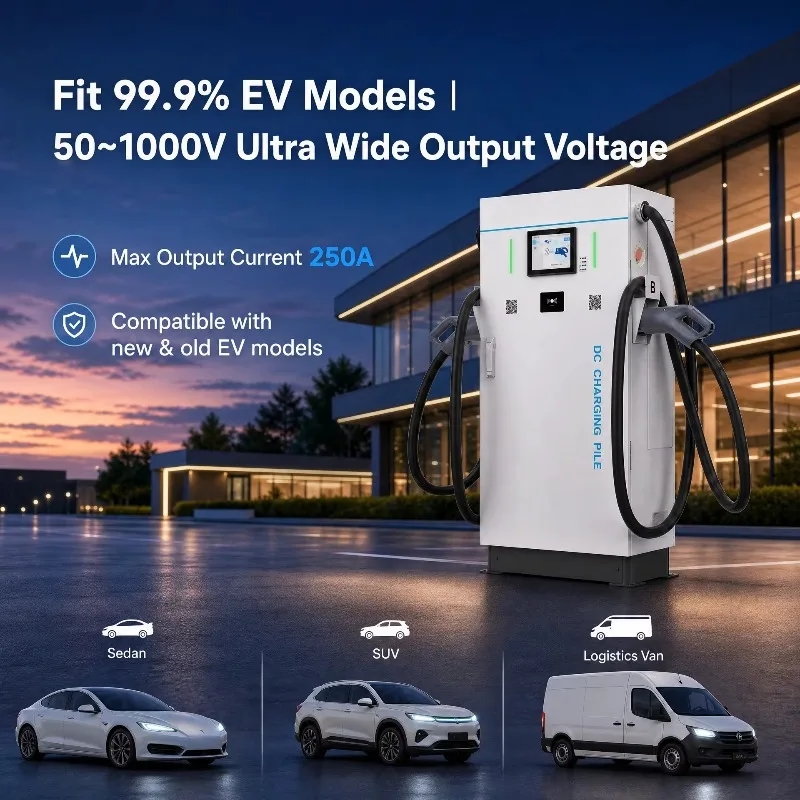 New 80kW DC Fast Charger EV Charging Station Dual Gun Charging Pile with 8 Inch Screen 380V Input Commercial Charging