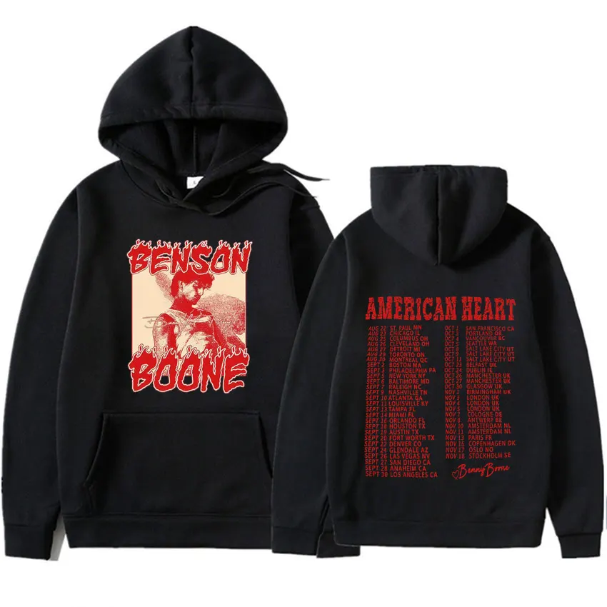 Trendy Benson Boone American Heart Tour Punk Hoodie Hipster Men Women Pop Tracksuit Fashion Long Sleeve Casual Sweatshirt Unisex