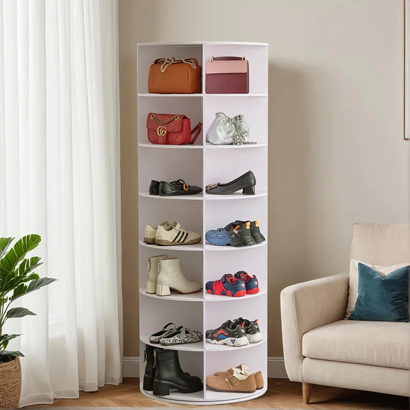 Rotating shoe rack, bag rotating shoe storage rack, multi-layer display white shoe cabinet simple layer rack