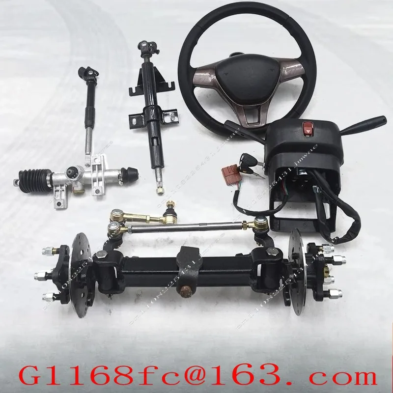 Electric Four-wheel Vehicle Disc Brake Front Axle Weighted Round Tube Square Tube Kit Handcart Flat Chassis Accessories