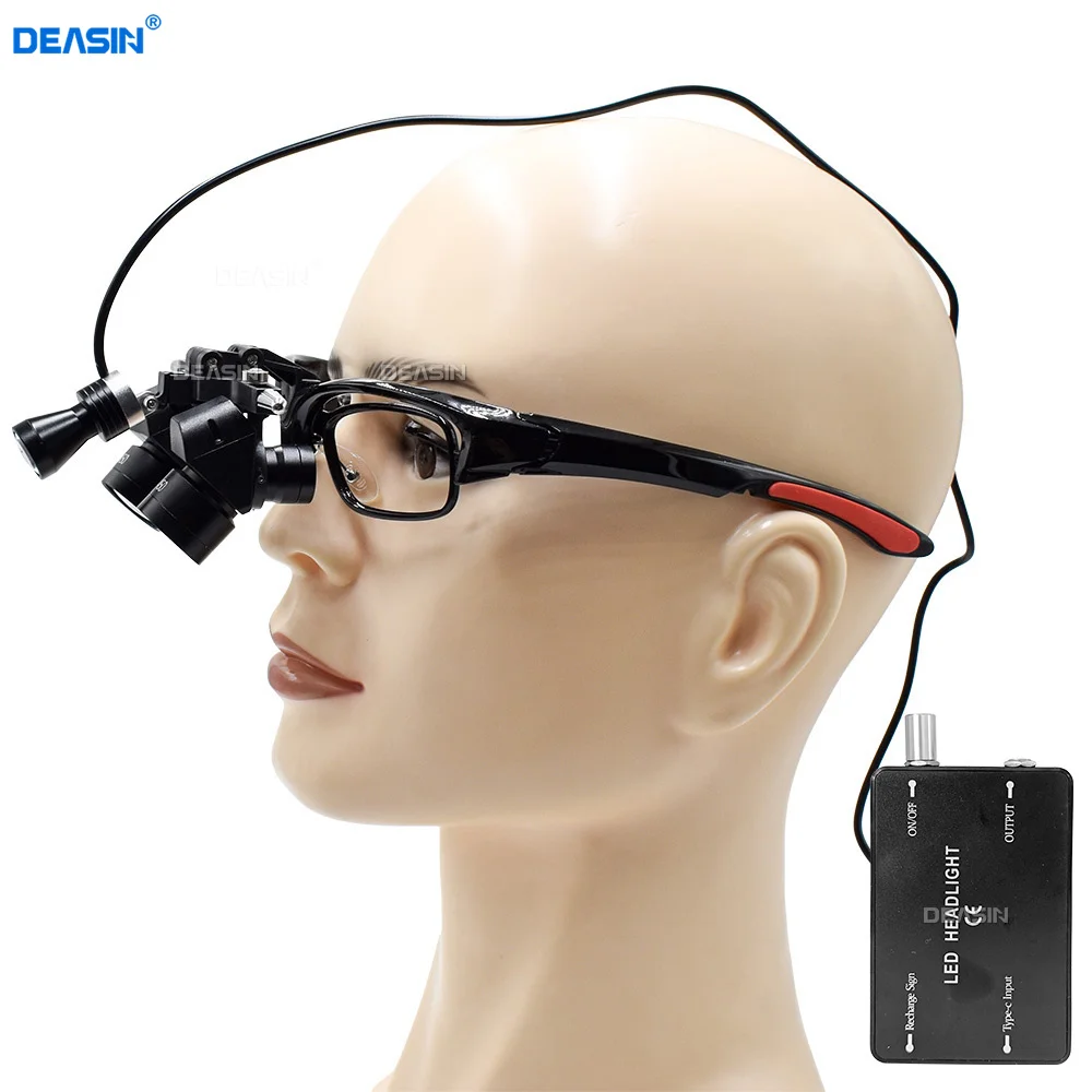 

5X Dental 48° Loupes Dental Magnifier Dental Surgery Medical Loupe Magnification Binocular 350-550mm Medical Dentistry Equipment