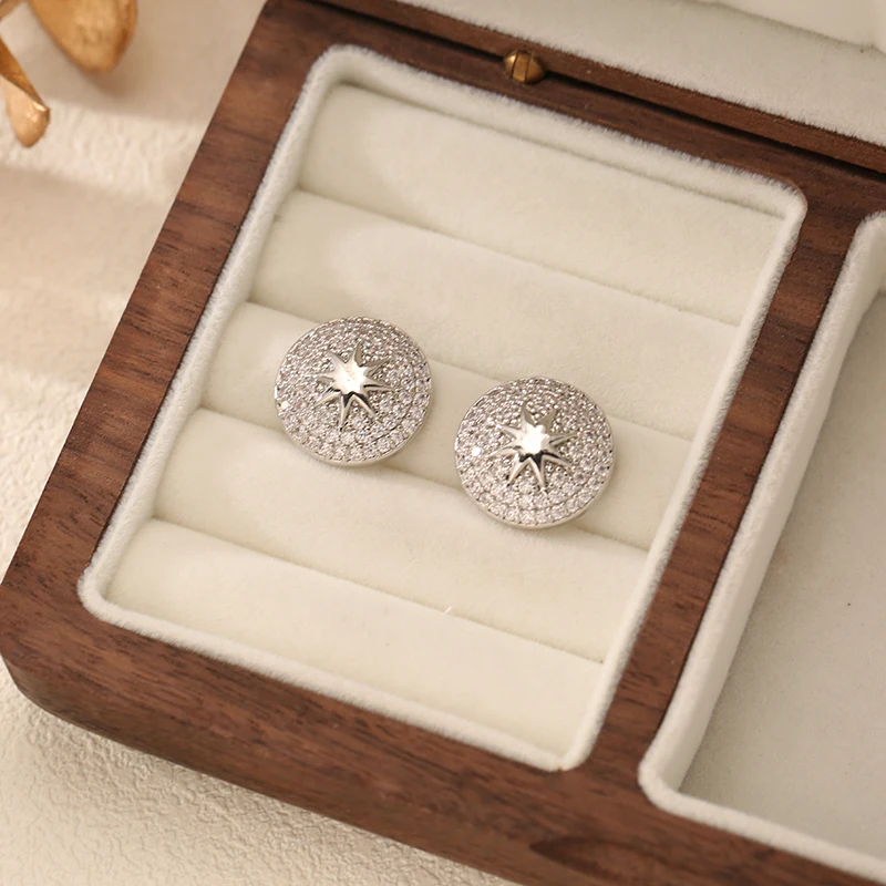 EILIECK 316L Edelstahl Runder Stern Strass Halskette Armbänder Ohrringe Set für Damen Trendiger Wasserdichter Beliebter Schmuck – Detail 15
