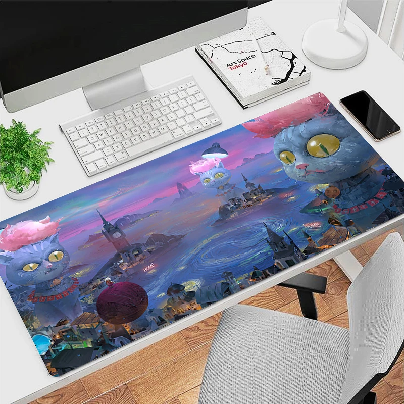 Cat World Kawaii Mouse Pad Home Computer Gamer Tastiera in gomma naturale Mousepad Laptop Anime Accessori da gioco Tappetino da scrivania Tappeto