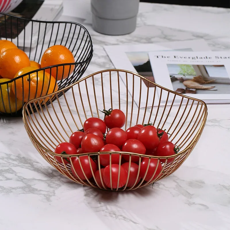 Metal Fruit Basket Simple Washing Basin Multi-Size Iron Snack Bread Vegetable Storage Bowls Kitchen Egg Dessert Holder Organizer