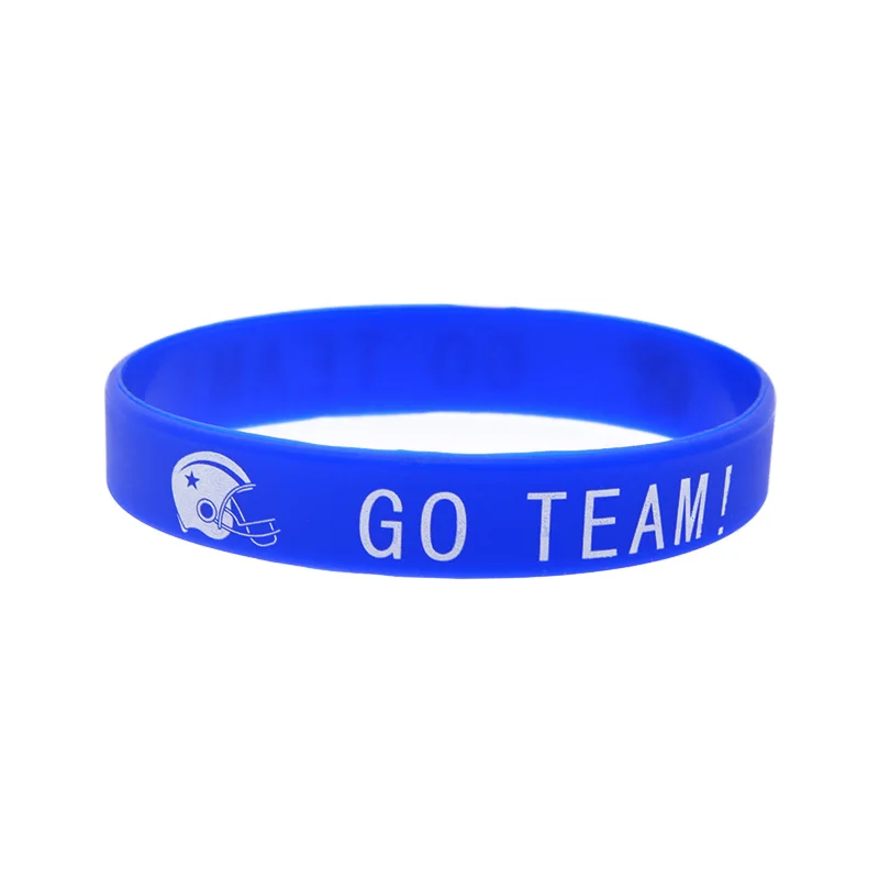 50 Pcs Printed Logo Rugby Silicone Bracelet Sports Theme Rubber Bangle Adult Size 5 Colors