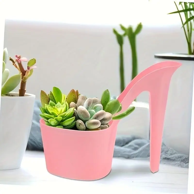 2 high-heel shoe planters, available in pink color, suitable for indoor and outdoor plants, high-heel design, ideal for office desks, bedrooms, living rooms, and windowsills