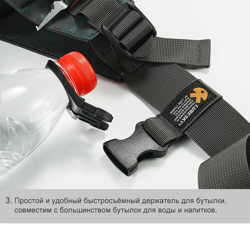 5L LURESKY Wasserdichte Angeltasche, multifunktional als Umhängetasche, Hüfttasche und Rucksack, professionelle Aufbewahrung für Spinnruten und Köder. – Detail 16
