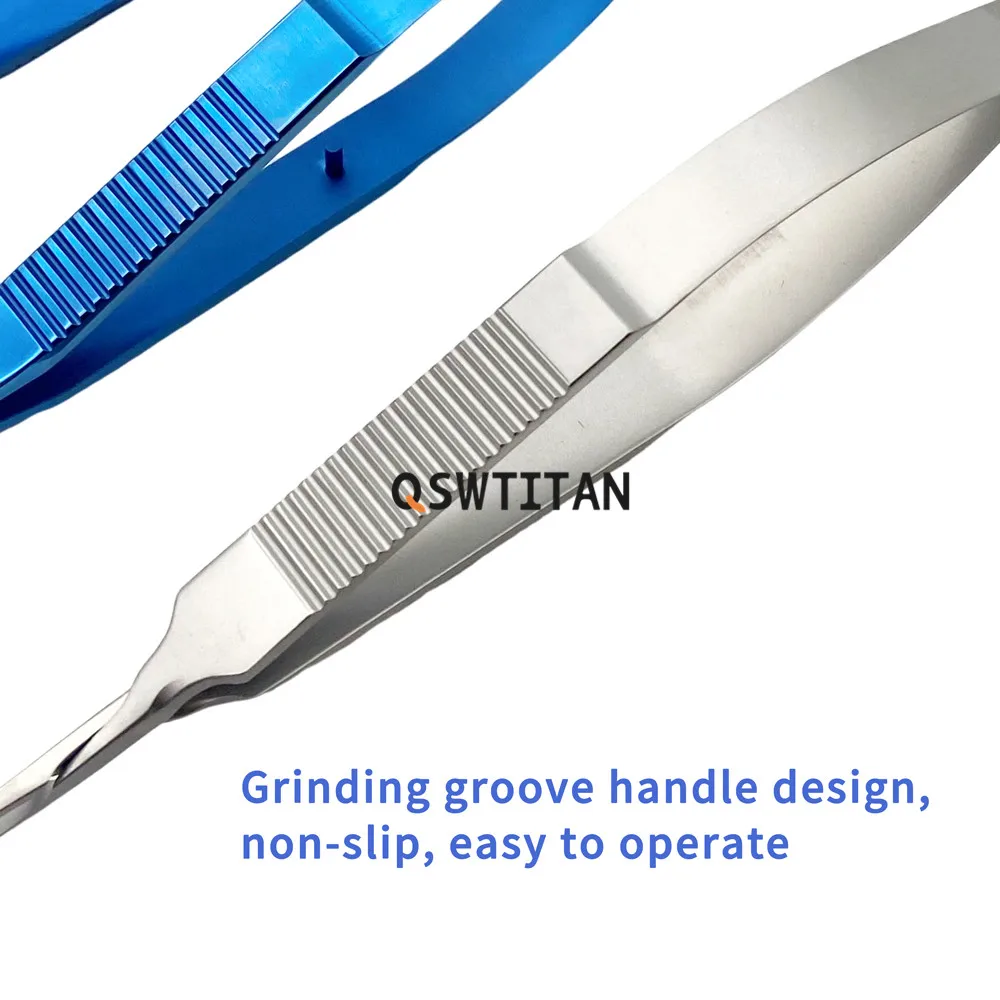 แหนบจับเลนส์ 1 ชิ้น ด้ามแบน ปลายแหลมแบบปากเป็ด แหนบพับได้ ฆ่าเชื้อได้ด้วยหม้อนึ่งความดัน สำหรับเครื่องมือจักษุวิทยาขนาดเล็ก