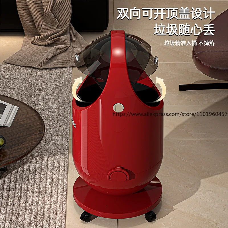 Updated Premium Trash Bin with Lid Rolling Wheels Stylish Design for Home Living Room Kitchen Bedroom No Bending