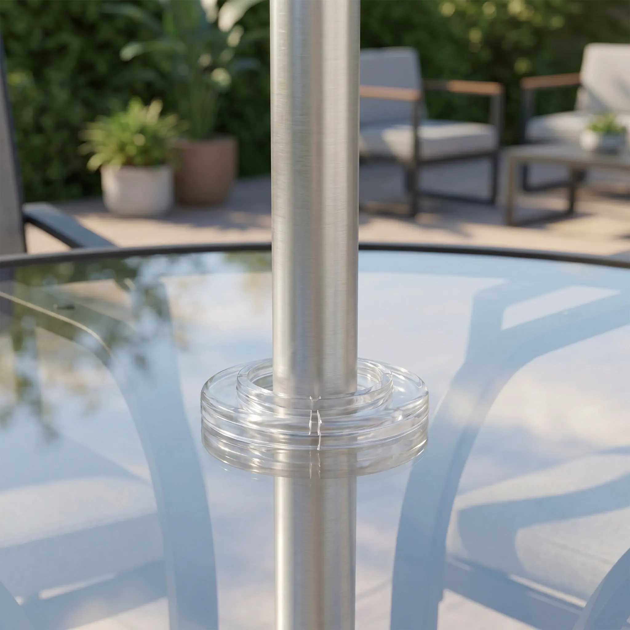 Juego de 3 tapones de silicona transparente para orificios de sombrilla de mesa de patio, 2 pulgadas, tapa protectora para enchufe de sombrilla de jardín, estable e impermeable.