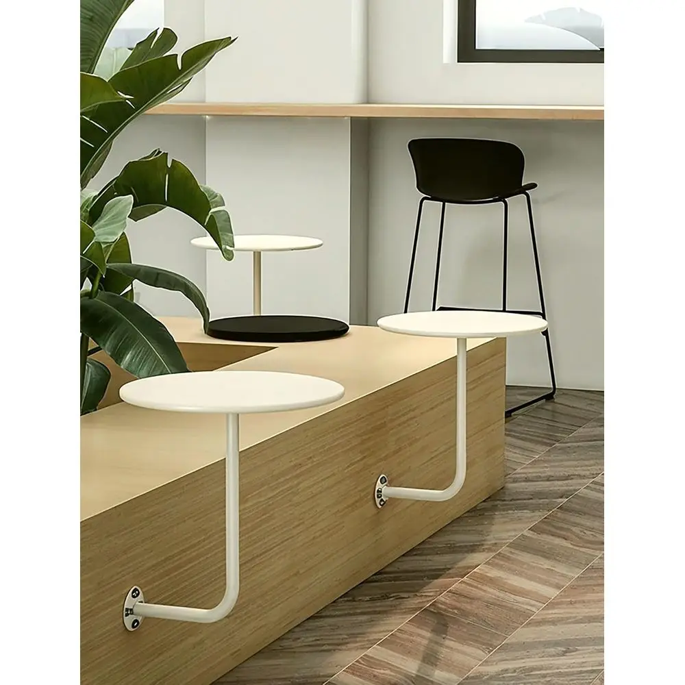 Wall Mounted Tale, 45CM Round loating Desk, Metal Iron Shel or Cae ar | Space Saving Design, Easy Wipe Painted Top, Includes Mou