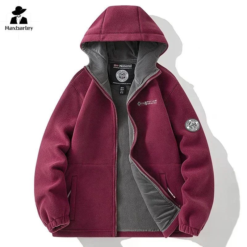 Chaqueta de lana para hombre/mujer, abrigo con capucha de doble capa grueso resistente al frío para mantener el calor, chaqueta de nieve a prueba de viento de marca de invierno