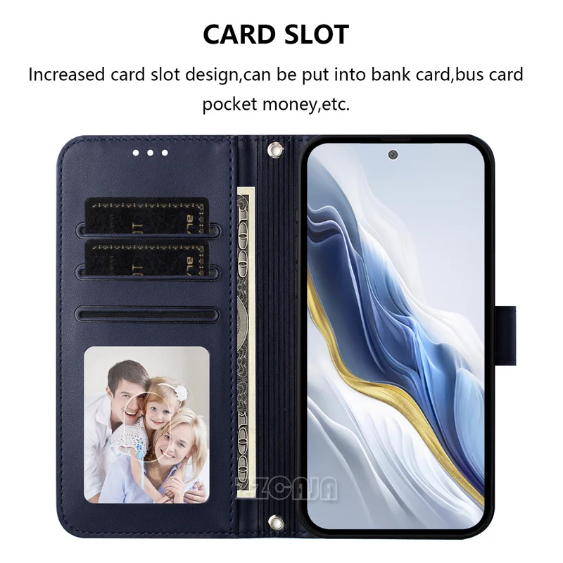 أسلوب بسيط لهاتف Honor X70i X60 GT Power 5G X50i X40i Magic 7 Pro 6 5 Lite جراب هاتف فتحات بطاقات جلدية قابلة للطي غطاء حامل حزام #3