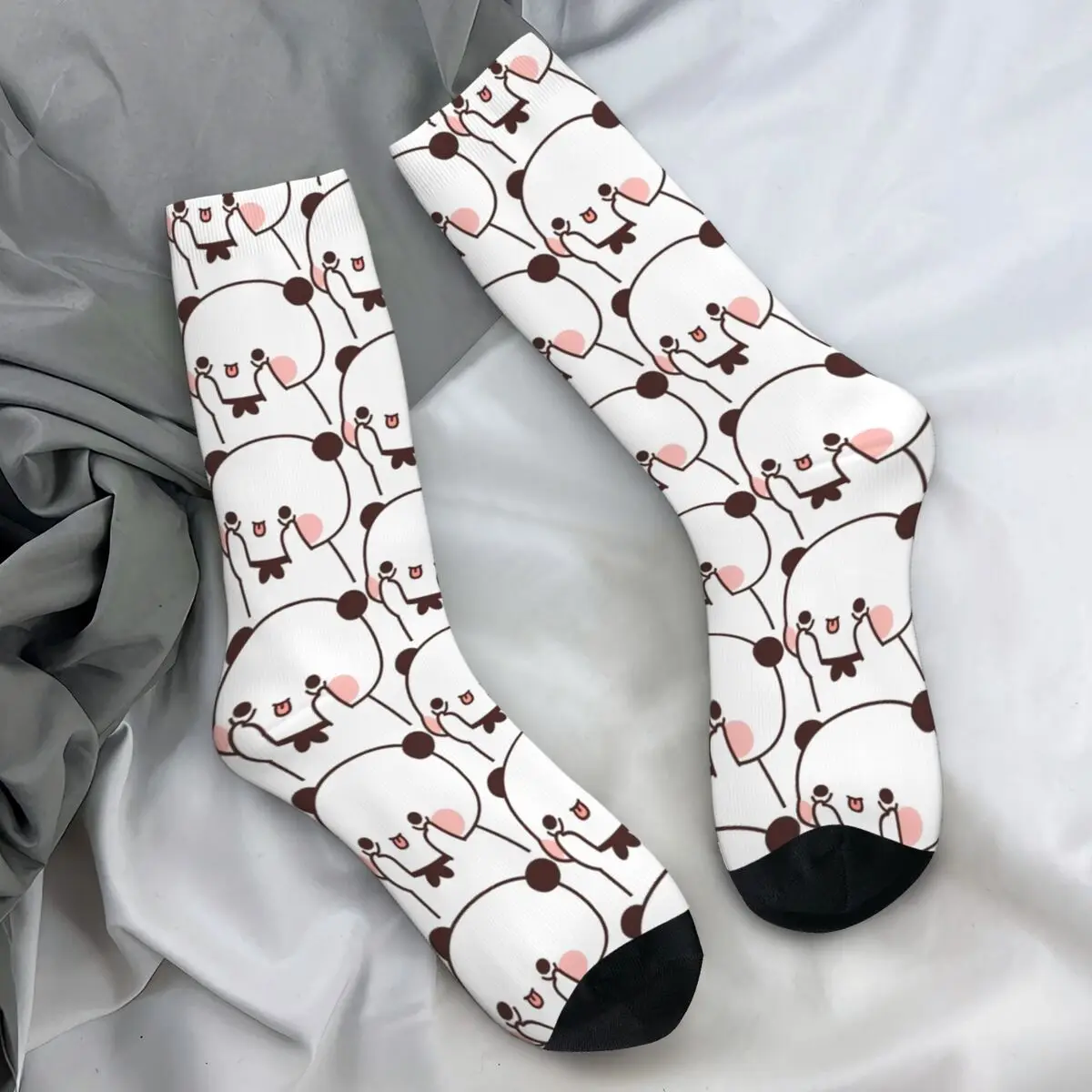 Unisex Men Socks Peach And Goma Bubu Dudu Balloon Cute Bear Stockings Autumn Funny Soft Socks Outdoor Sports Non Skid Socks