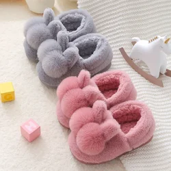 Winter Kids Cotton Slippers 2022 New Baby Toddler Indoor Shoes Cute Cartoon Rabbit Child Home Slippers Boys Girls Fur Pantuflas