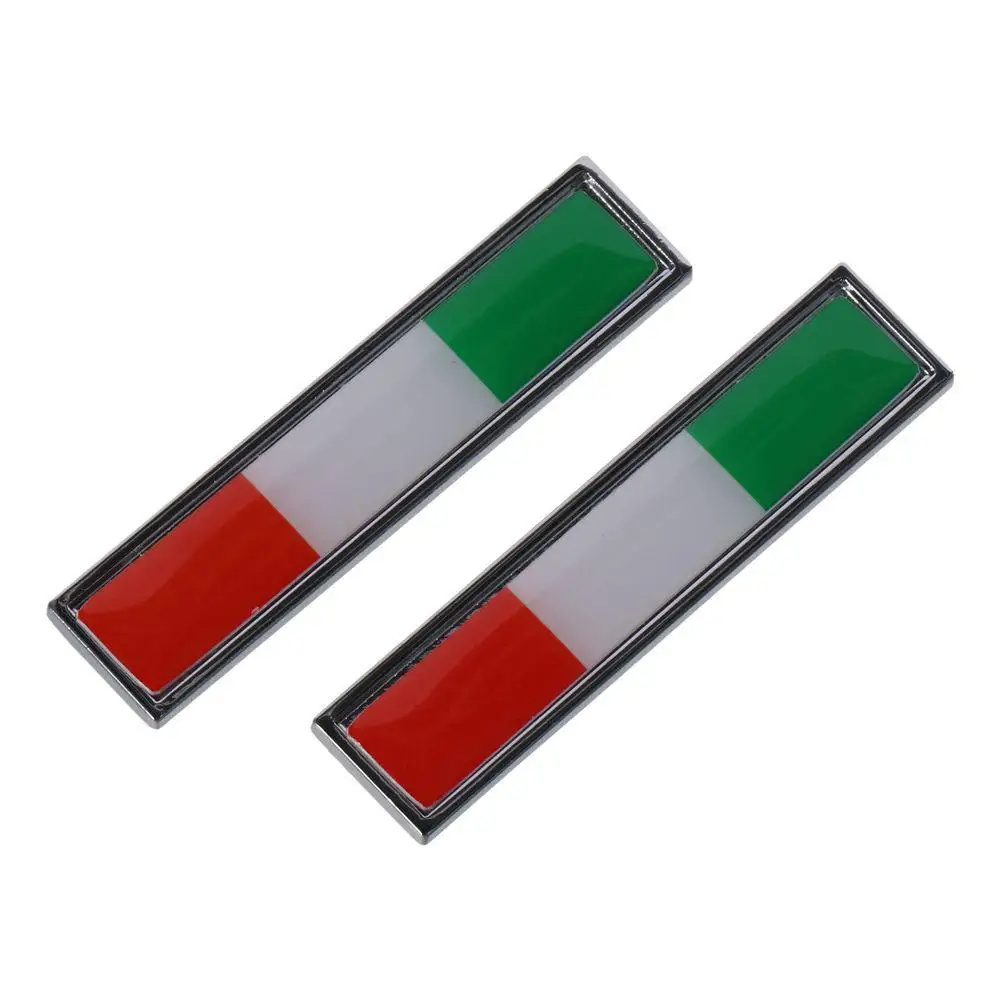 

2 PCS 2.28x0.55in Italian Italy Flag Emblem Green White Red Mini Tricolor Car Fender Emblem Badge Car Side Sign Stickers
