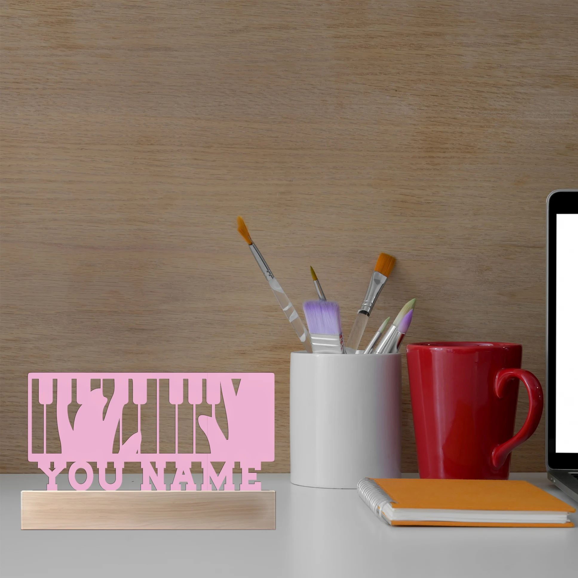 1 قطعة مفاتيح البيانو الحديثة لعب اسم مخصص تمثال معدني زخرفة معدنية مع قاعدة خشبية النحت المعدني الحرف الفنية مع قاعدة خشبية #6