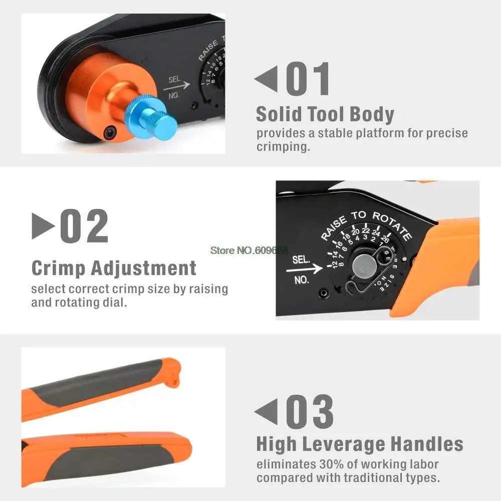 IWISS invece HDT-48-00 mini pinza a crimpare 12-26AWG per dimensioni 14,16,20 Contatto solido Funziona con connettori Deutsch