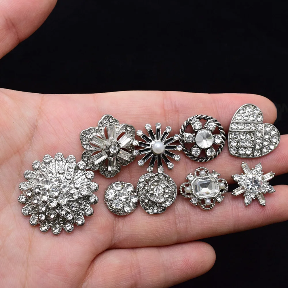 Retro Series Buttons 10Pcs/Lot Exquisite Simple Rhinestone Encrusted Buttons For Sewing Clothing Diy Accessorie