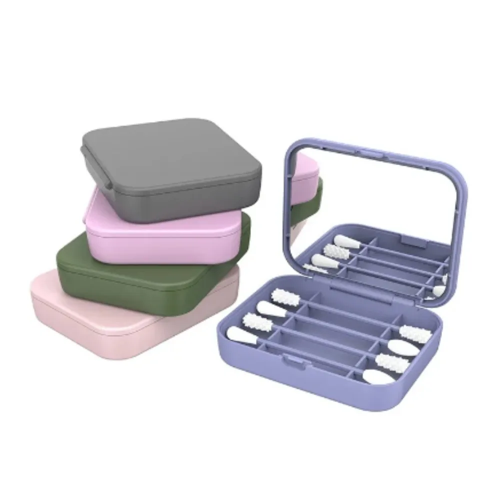 Coton-Tige Réutilisable en Silicone Portable 4 en 1 avec Miroir, Nettoyable pour Livres d'Oreilles, Outils de Maquillage, miles Cosmétique, 4 Pièces/Ensemble