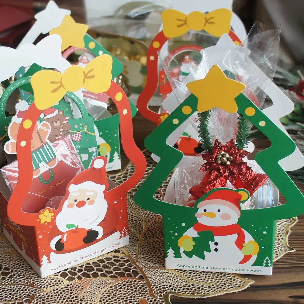 

12 Pcs Christmas Santa and Snowman Basket Paper Box Small Gift Chocolate Candy Sweet Packaging Party Favors Gifts DIY Use