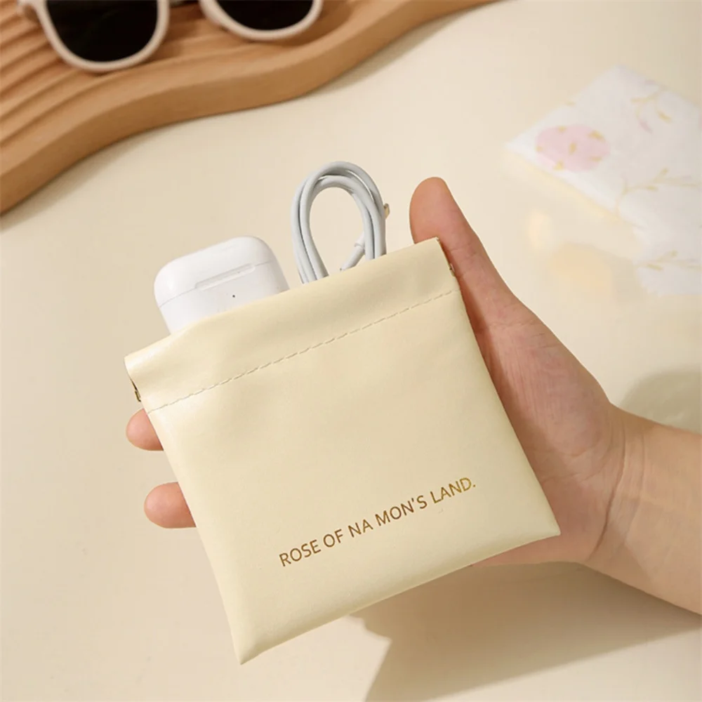 Small Makeup Bag Data Mini Portable Cable Digital Storage Bag Automatically Closes Wired Earphones Carrying Bag Power Charger