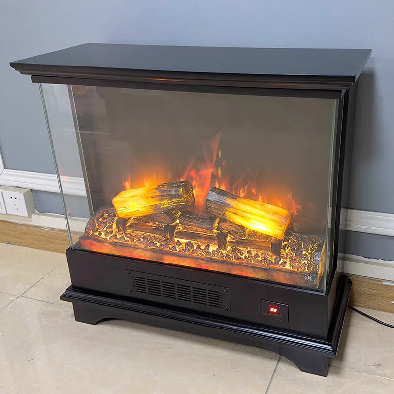 

29.2 Inch 3-Sided Electric Open Fireplace Portable Decorative Vertical Outdoor Fireplace