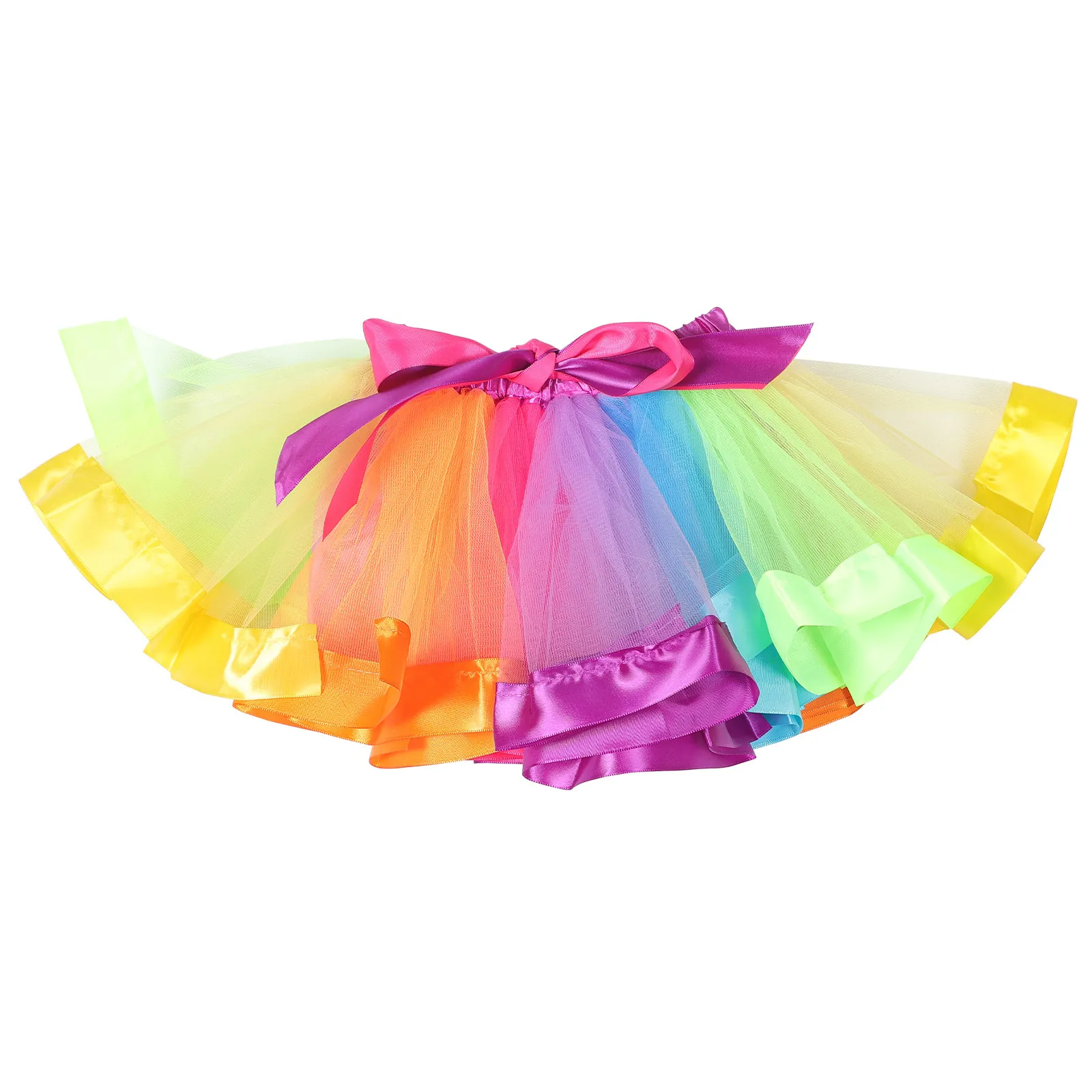 Rainbow Tutu Skirt Girl Tulle Skirt Color Gradient Gorgeous Ballet Dance Dress Costume Party Cosplay Sleepover Birthday Gift