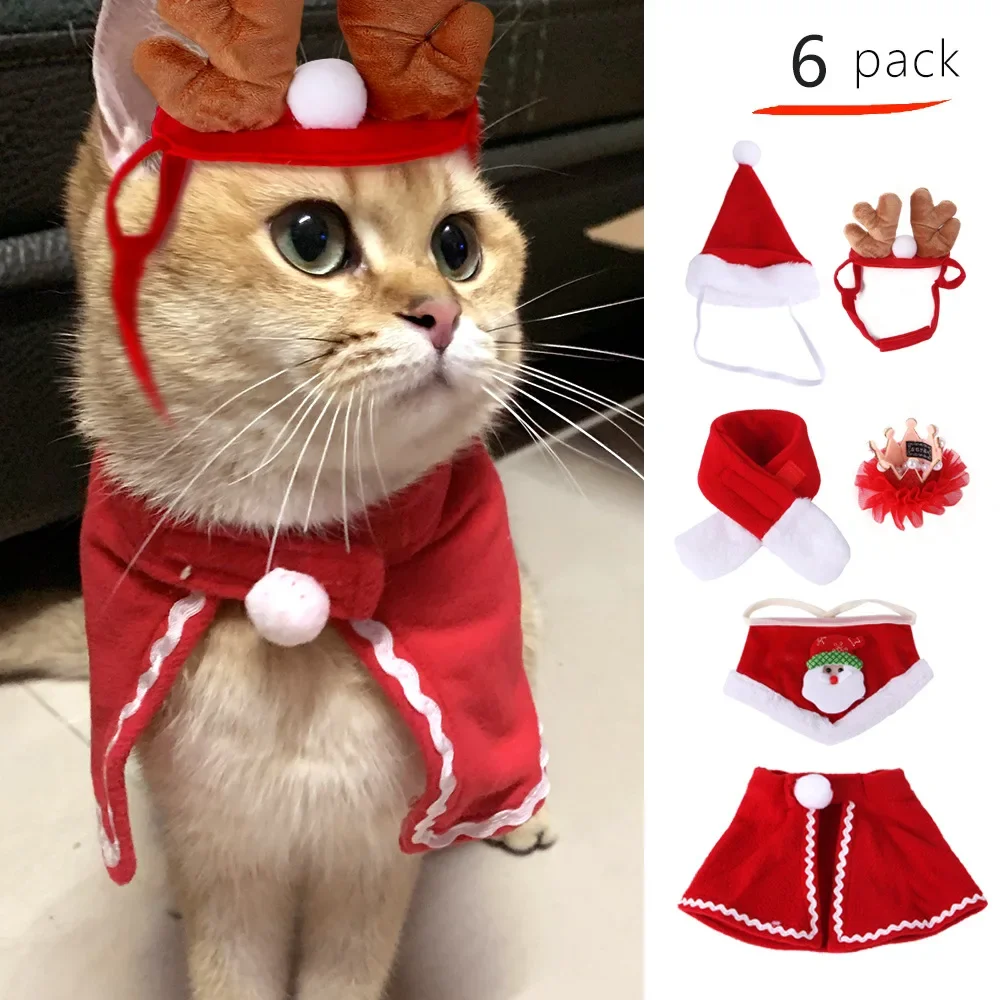 

New Christmas Pet Scarf Hat Set Funny Selling Cute Cat Christmas Dog Suit Dog Cat Christmas Dress Up Clothes Cat Clothes