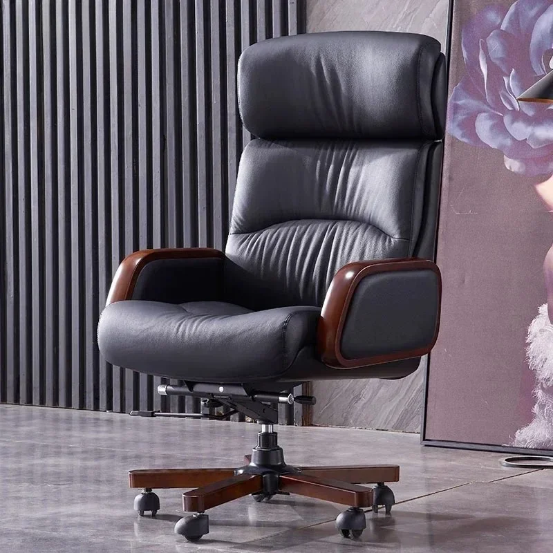 2026 NEW Boss Leather Business Executive Comfortable Computer Solid Wood Office Chair