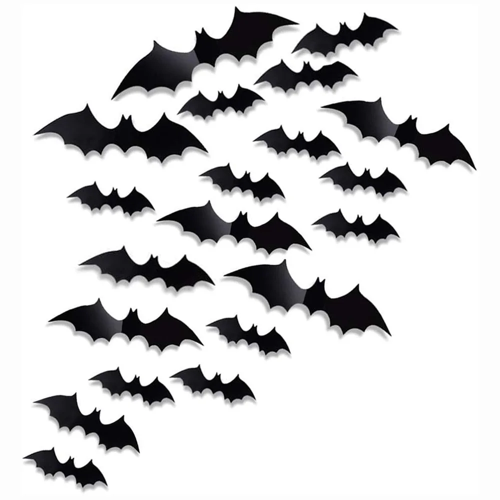 Halloween 3D Bats Wall Decal Wall Sticker Halloween Party Supplies Decorations Halloween Eve Decor Home Window Decoration Set