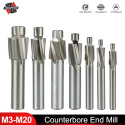 4 Flute Milling Cutter HSS Counterbore End Mill M3-M16 Pilot Slotting Tool Countersink End Mills CNC Router Bit Milling Tool