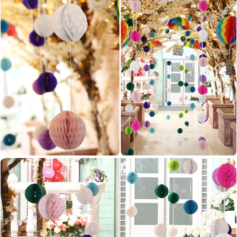 10/15/20/25/30cm Honeycomb Ball Paper Flower For Wedding Birthday Party Decoration Baby Shower DIY Hanging Paper balls 15colors