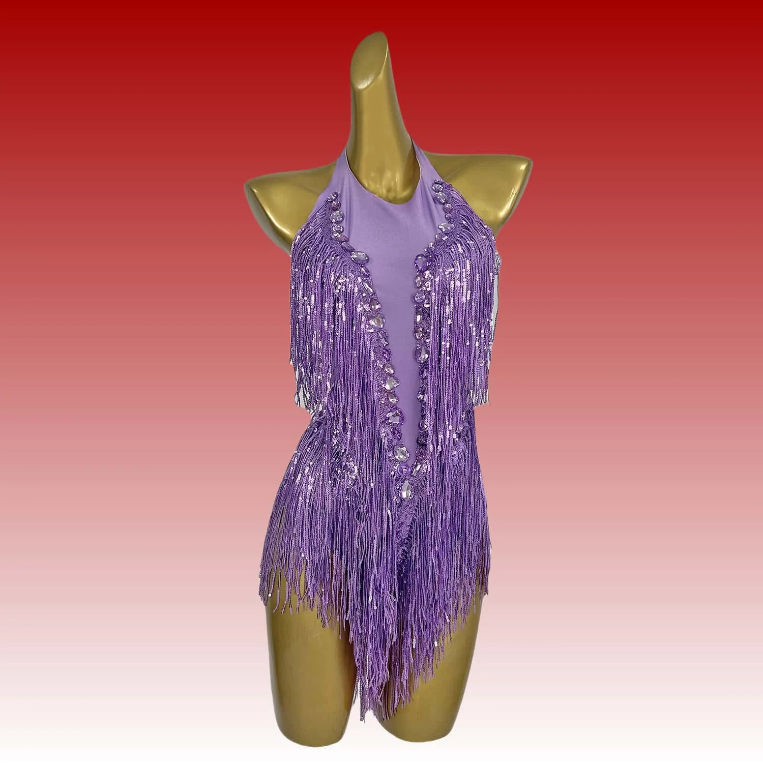 Shuye Purple Fringed Latin Dance Talent Performance Suit Female Group Backing Dance Leotard Nightclub Performance Jumpsuit