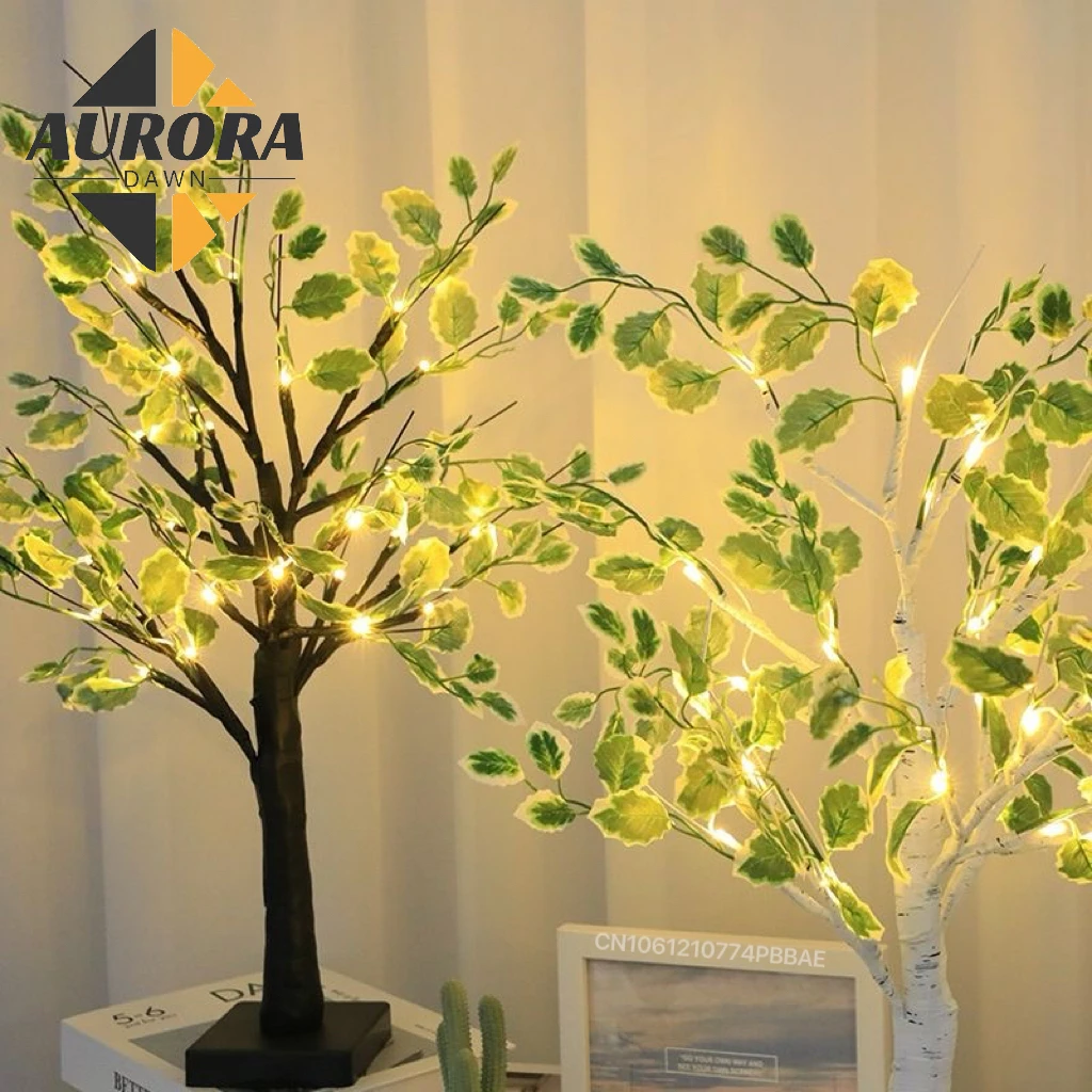 LED Tree Light Indoor Simulation White Birch Tree Home Decoration Light Christmas Party  Villa Room Hotel Scene Luminous Tree