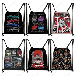 Japan JDM Racing Car Backpack for Men Engine Casual Drawstring Bag Portable Storage Bags for Travel Shoes Holder Gift