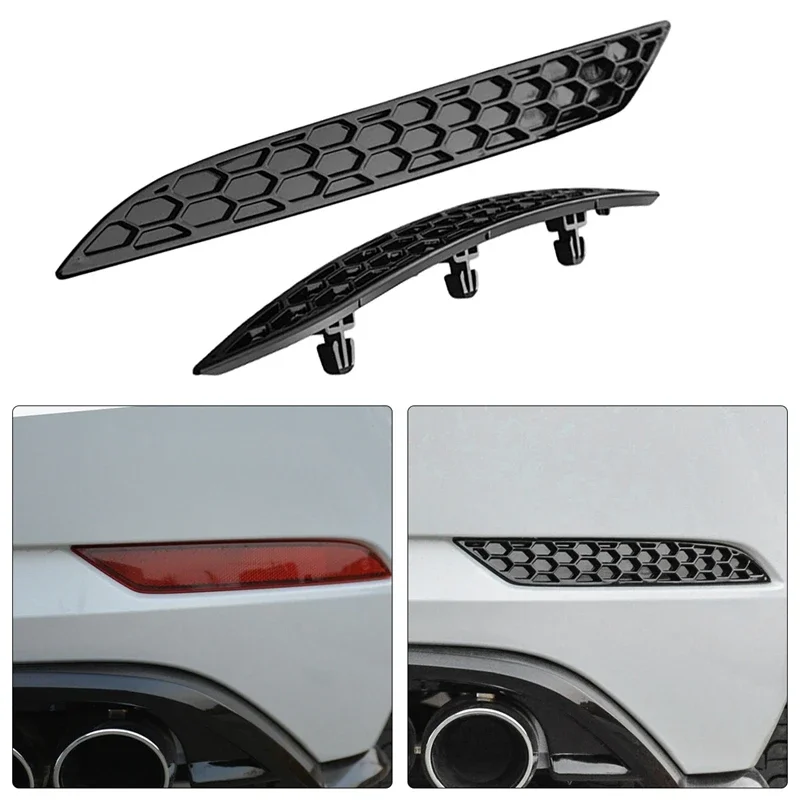 New-2Pcs Replacemet Modified Glossy Honeycomb Tail Rear Fog Light Lamp Cover Trim Insert Garnish For Golf 7.5 MK7.5