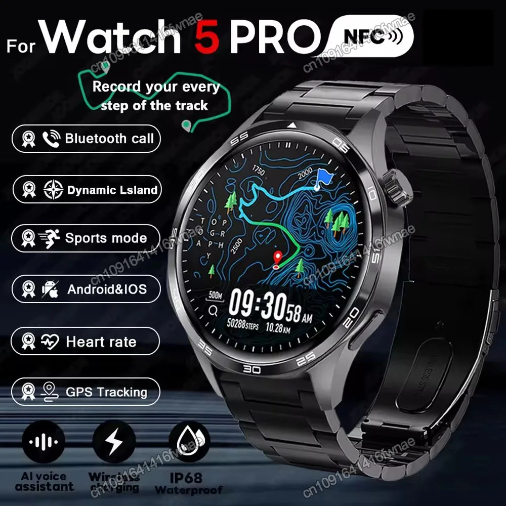2026 Watch 5 Pro GPS Track Smart Watch Men 360*360 AMOLED Screen Call Fitness IP68 Waterproof Health Monitor Man Smartwatch Ht30