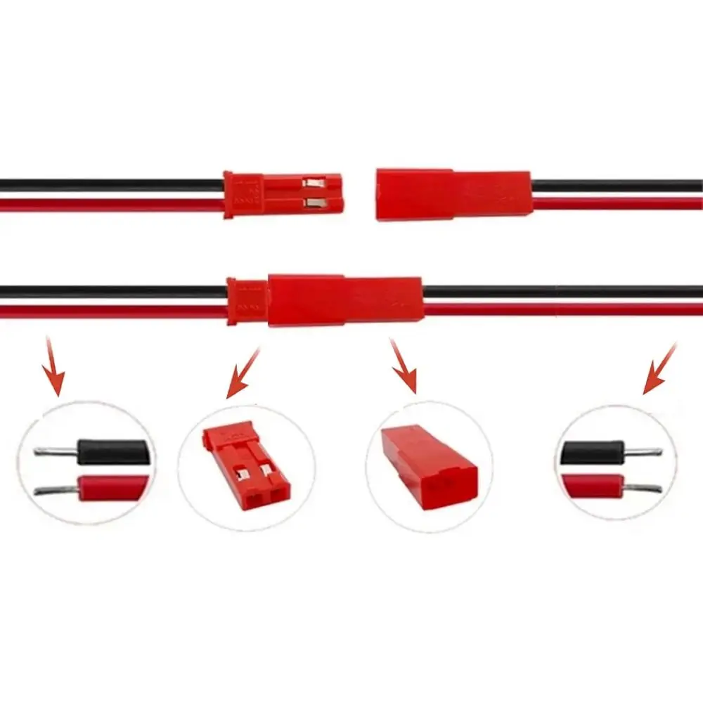 100Pairs DIY 2Pin JST Plug Connector Stable Electrical Connection Safe Terminal Connecting Wire Durable Compact Design