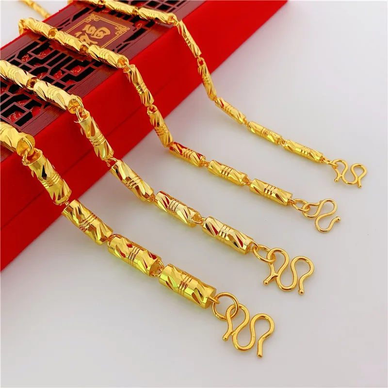 

Luxury 9999 24K real gold men's necklace fortune chain domineering sweater chain fashion accessories jewelry