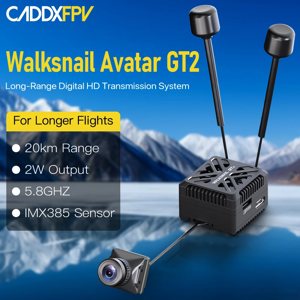 

CADDXFPV Walksnail Avatar GT2 Video Transmitter 20km HD Digital VTX For RC Car Drone