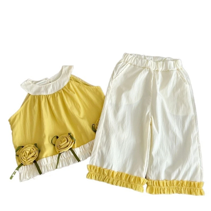New Summer Baby Girls Clothes Set Children Sleeveless Vest Pants 2Pcs/Sets Kids Clothing Suit Infant Costume Toddler Tracksuits