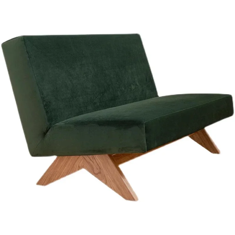 

French retro wabi style furniture solid wood green velvet double bed and breakfast medieval small apartment without armrests sma