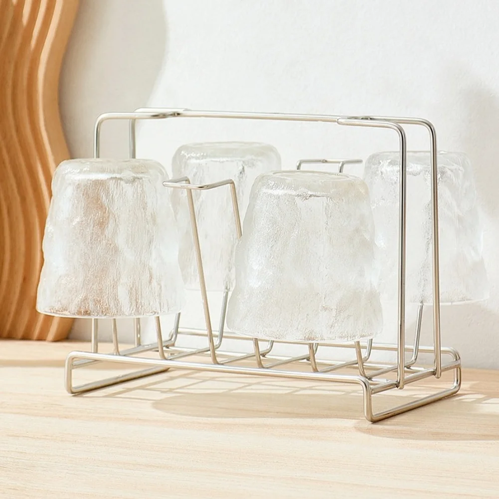 Stainless Steel Draining Rack for Cups Designed for Fast Drying of For Glasses Mugs and Teacups with Ergonomic Transport Handle